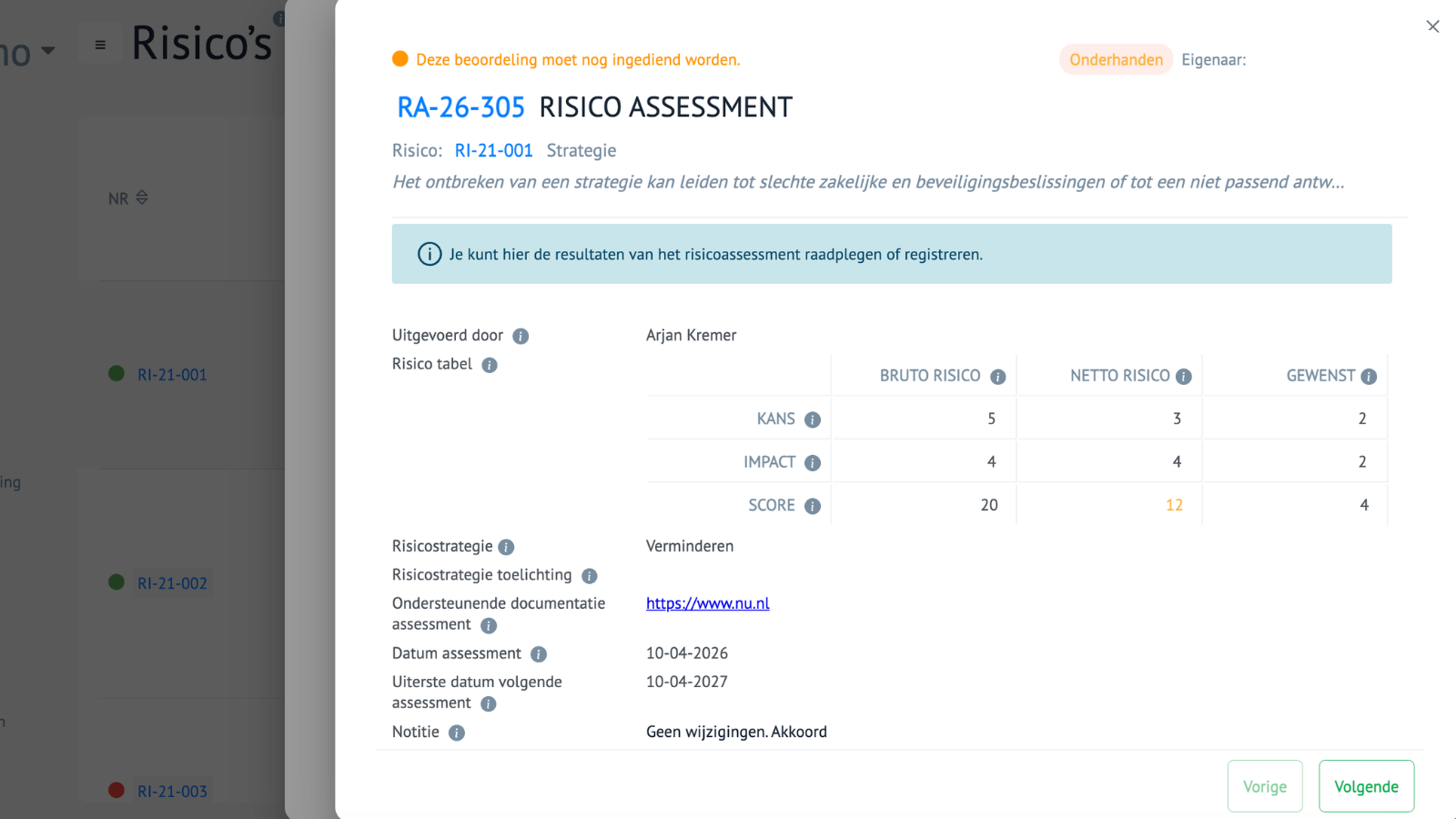 Perium Risicoanalyse